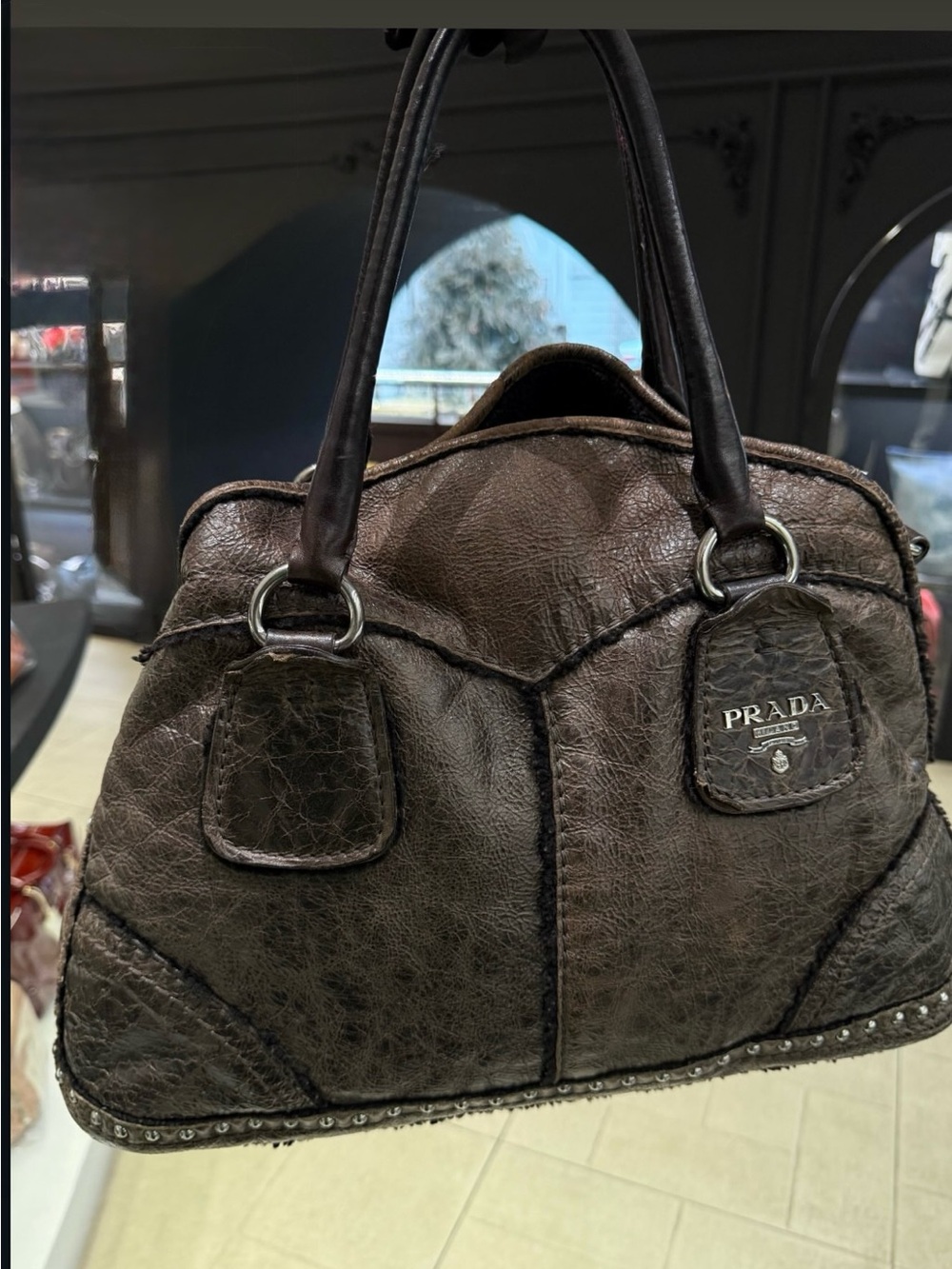 PRADA Brown Leather Satchel Bag